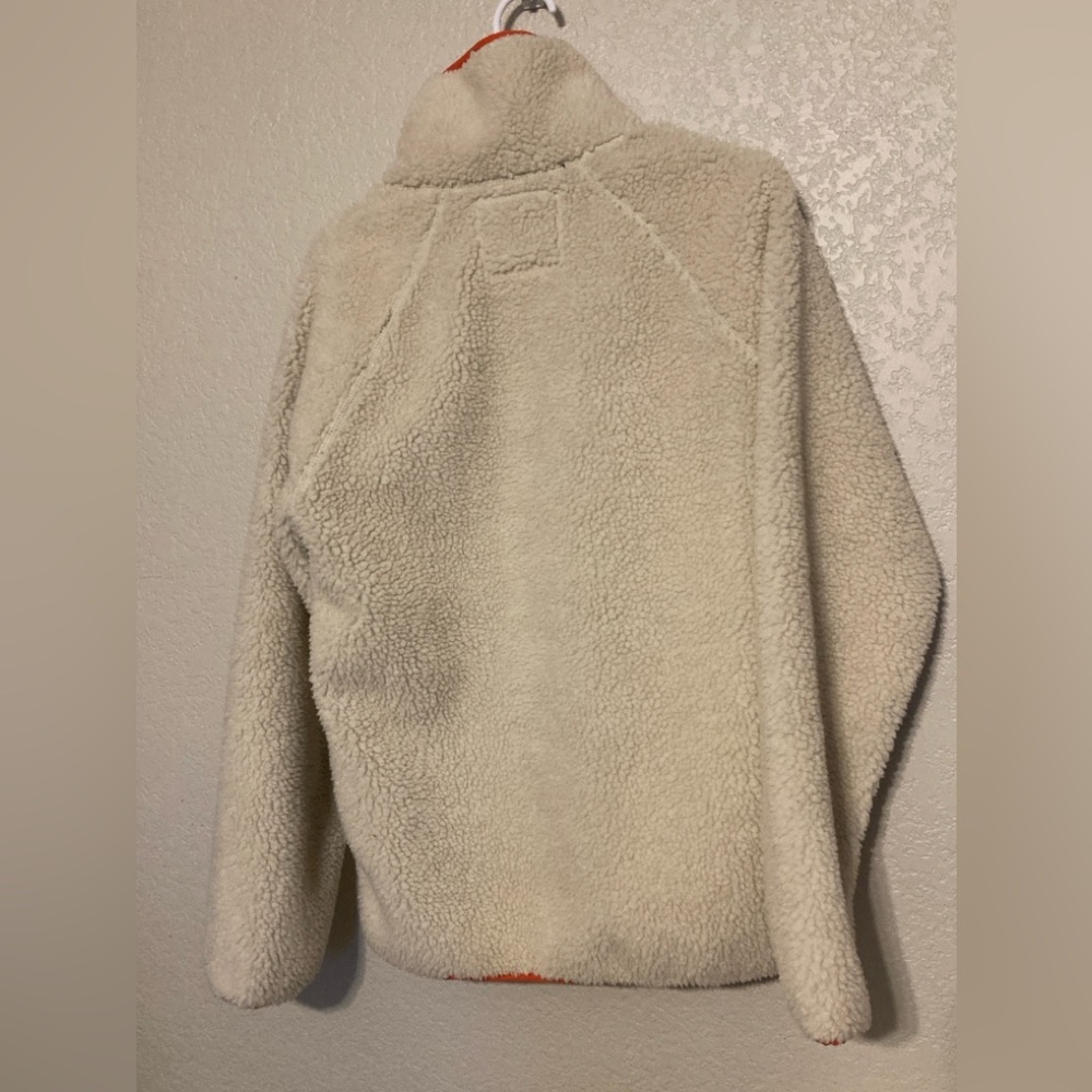 Abercrombie & Fitch Cream and Orange Fleece Sherpa Jacket, size small - Picture 6 of 8